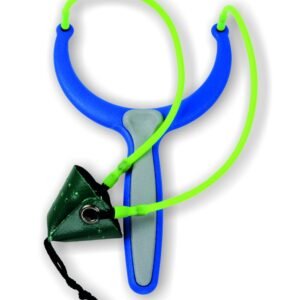 <p>Praćka s gumicama srednje čvrstoće i malom čašicom s unutarnjim plastičnim držačem. Rezervne gumice uključene.